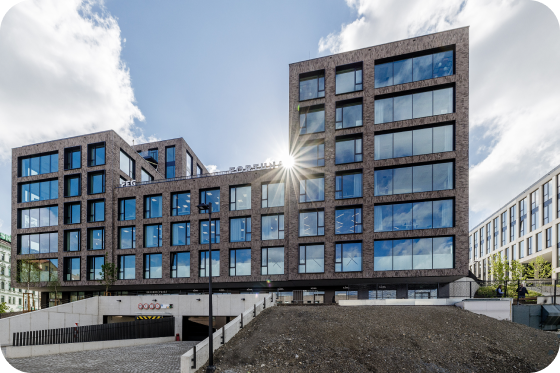 Sun rising over the beautiful building